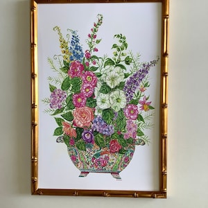 Colorful Chinoiserie Flowers watercolor print