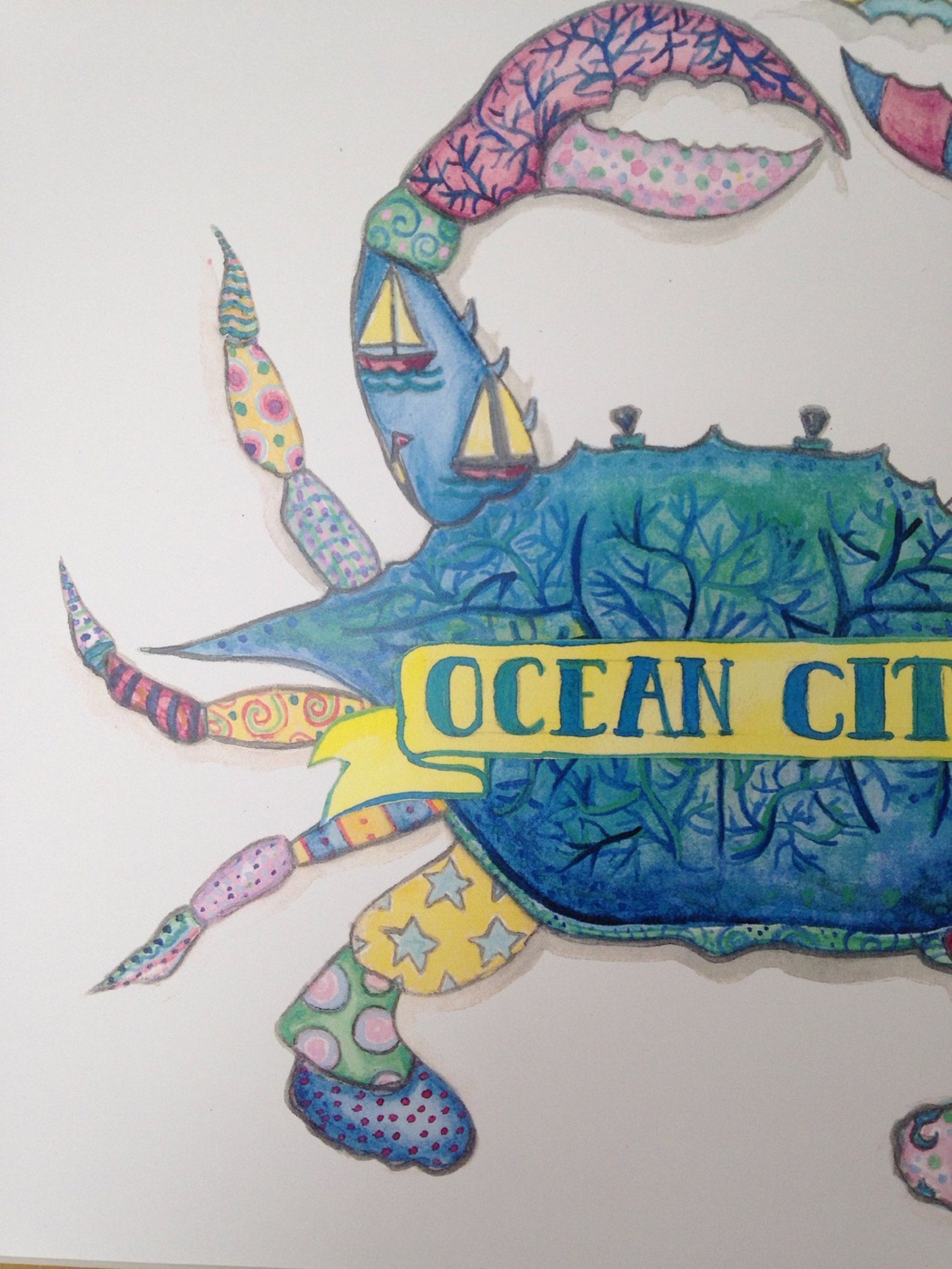 Ocean City Colorful Crab | Etsy