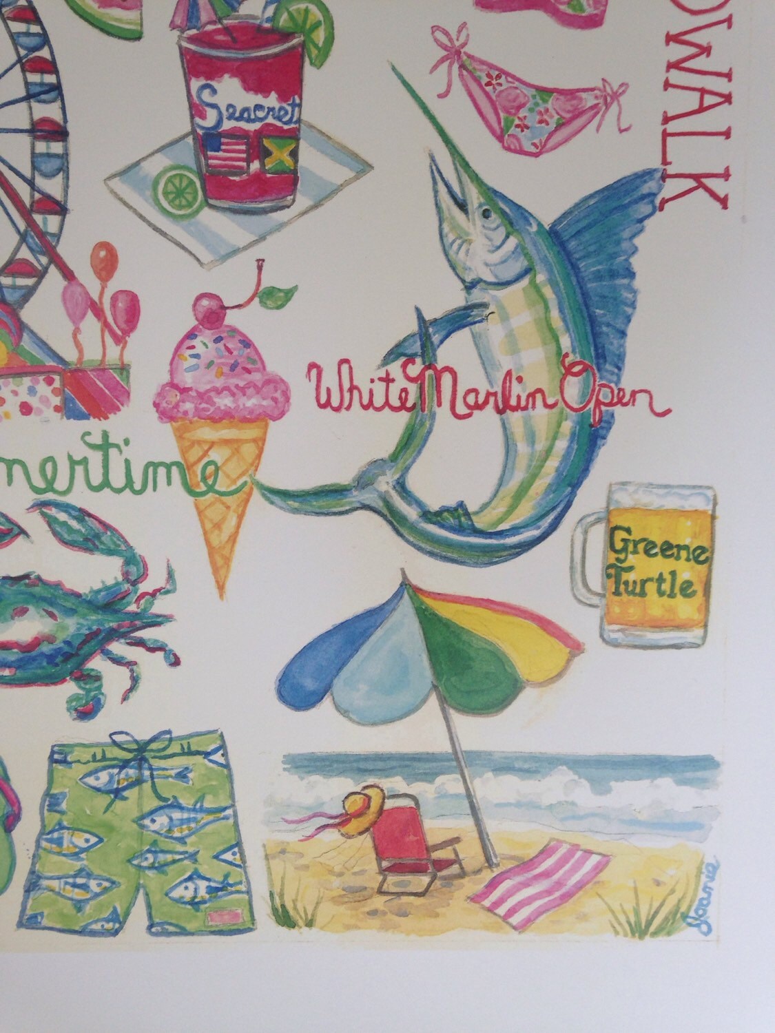 Ocean City Maryland Print White Marlin Open Seacrets Greene | Etsy