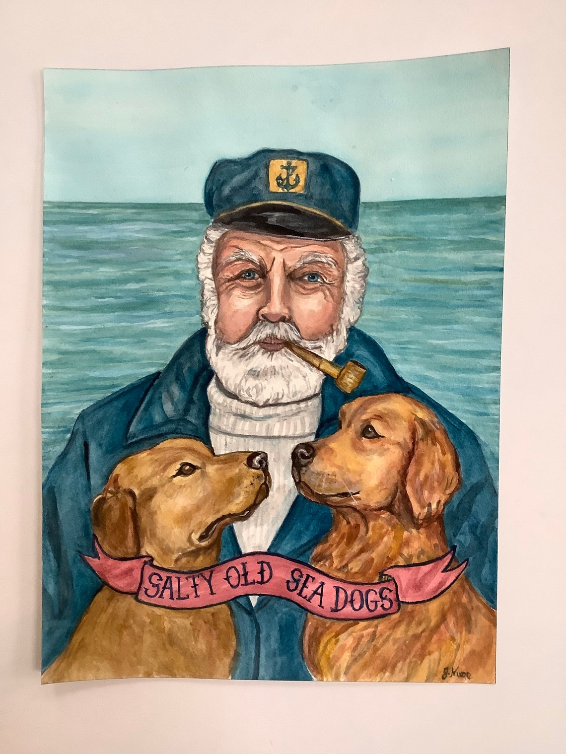 Nautical Print Salty Old Sea Dog Etsy