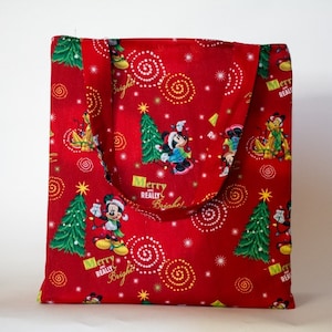 Mickey, Minnie and Pluto Christmas Tote Bag