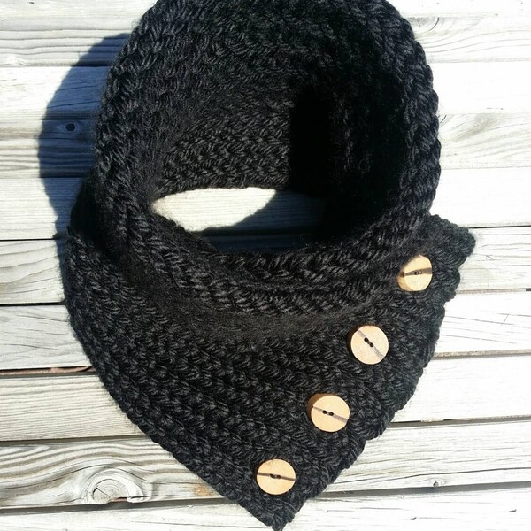 Oakland Black Chunky Cowl Scarf