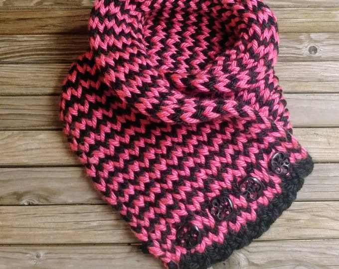Chevron Flamingo Chunky Cowl Scarf