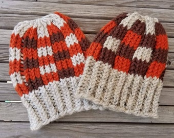 Pumpkin Spice Plaid Beanie