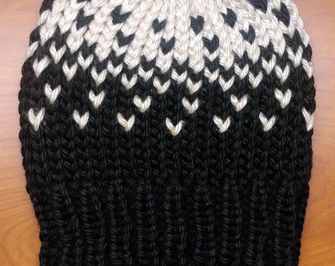 Midnight Moon Tiny Heart Messy Bun/Ponytail Hat