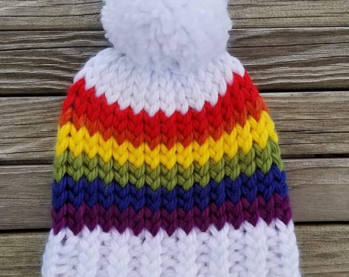 Rainbow Infant/Baby Beanie Pom Hat