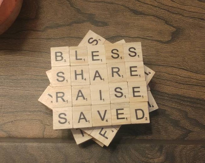 Faith Theme Scrabble Tile Coasters
