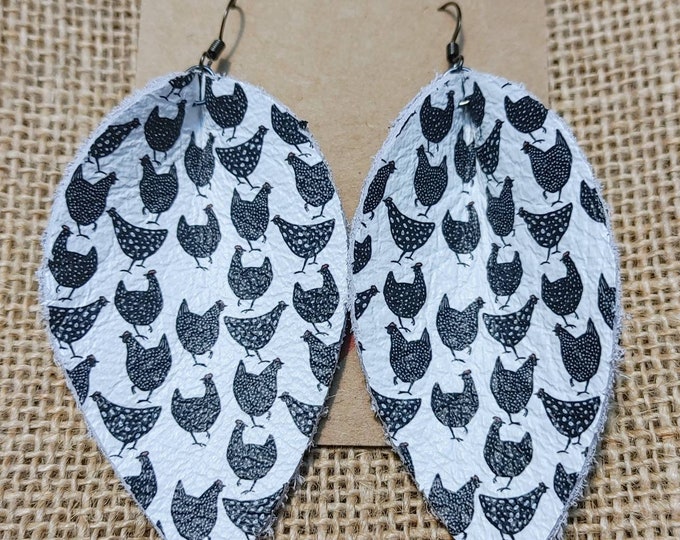 Chicken Pattern Leather Earrings