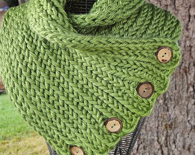 Olive Chunky Cowl Scarf