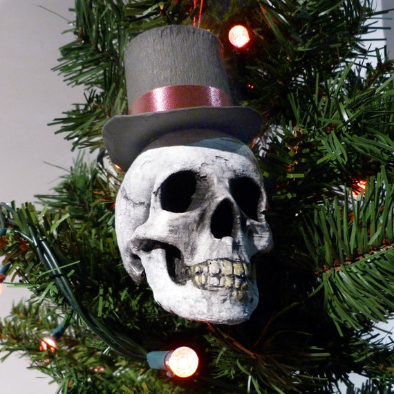 Top Hat Skull Christmas Tree Ornament Scrooge Skull Comical Etsy