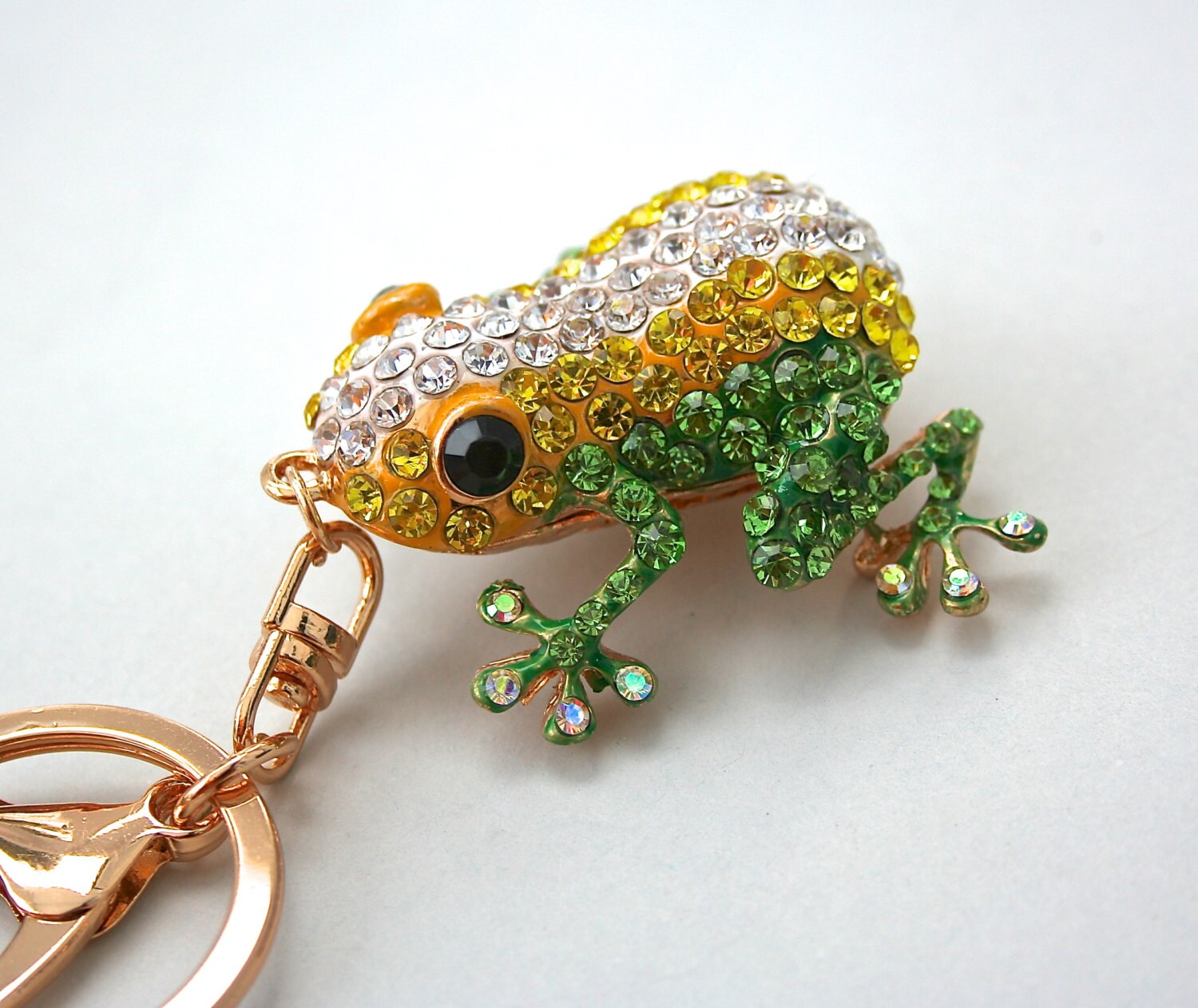 Frog Rhinestone Crystal Keychain Frog Keychain Purse Bag Key Etsy
