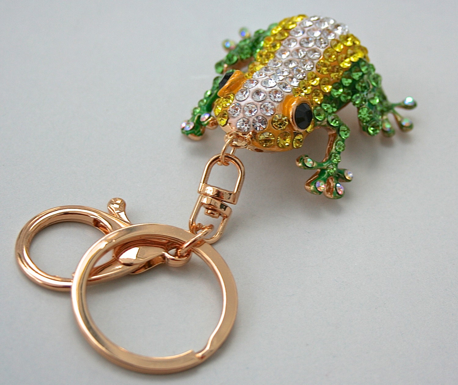 Frog Rhinestone Crystal Keychain Frog Keychain Purse Bag Key Etsy