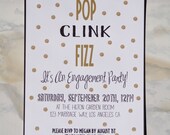 Pop Clink Fizz Engagement Party Invitation! Customizable, downloadable PDF