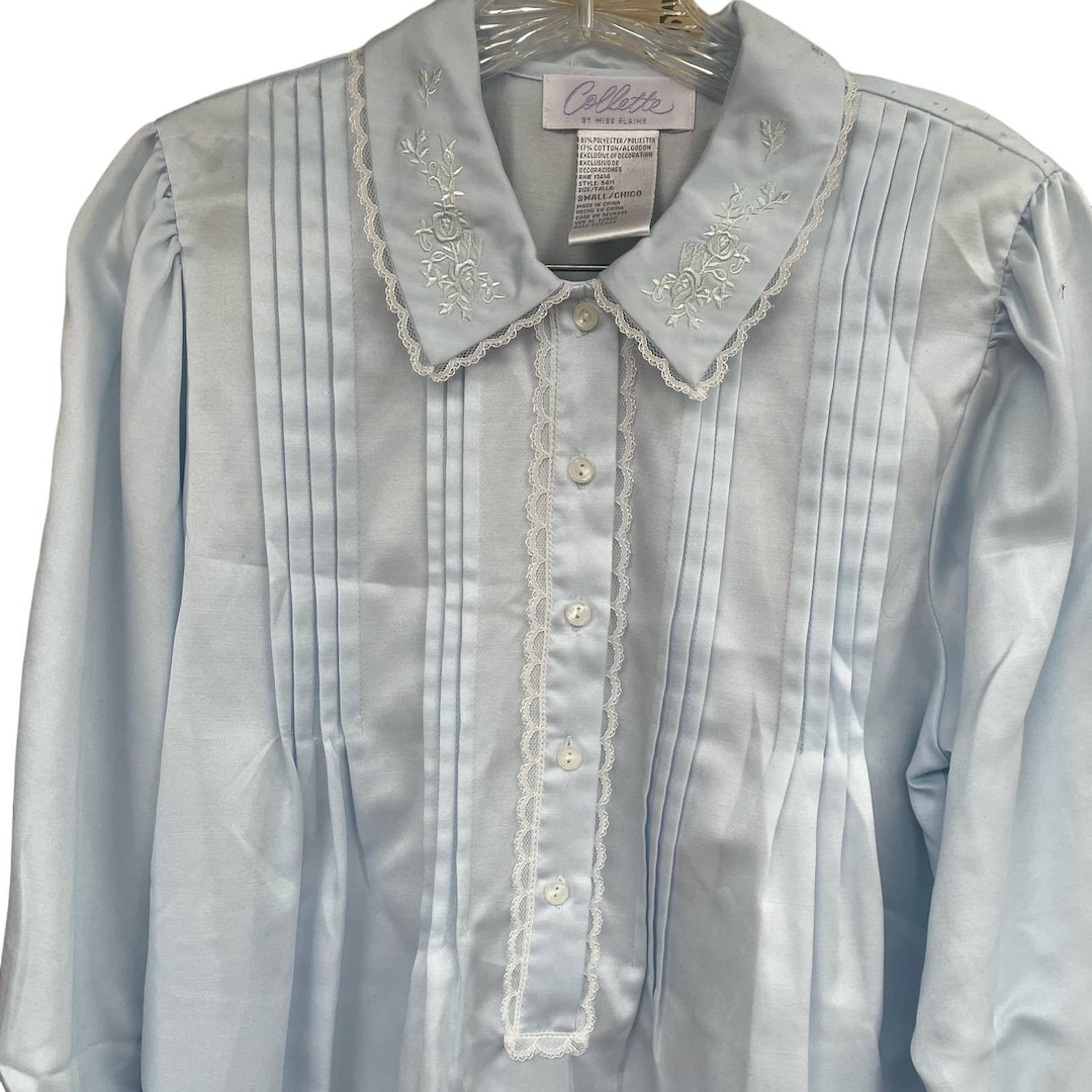 miss-elaine-womens-vintage-nightgrown-long-sleeve-sz-small-granny-etsy