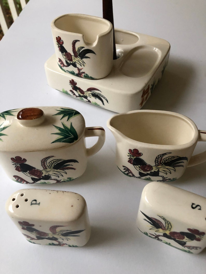 Condiment Caddy Sugar and Cream Set Rooster Decor Lazy Etsy