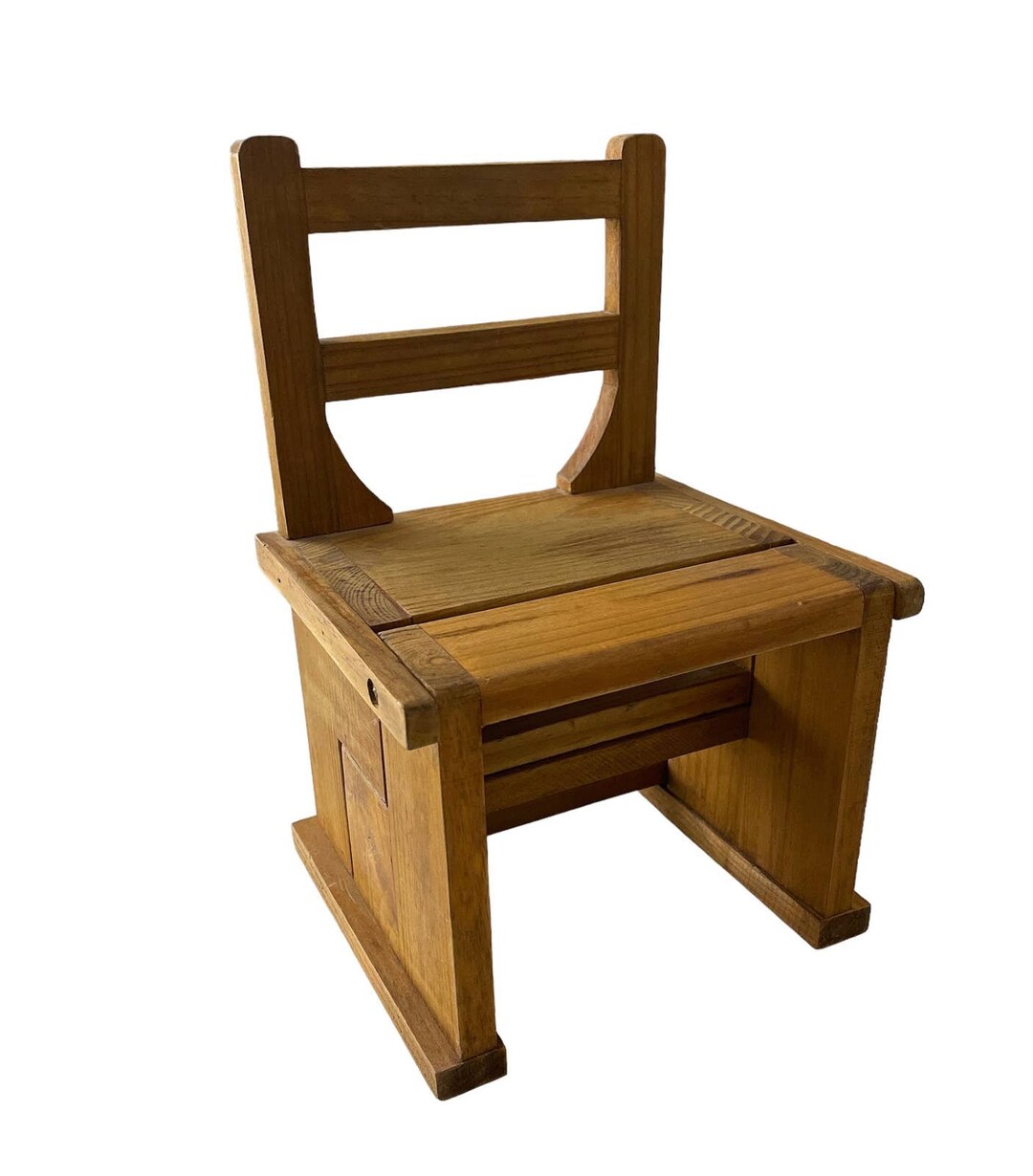 Vintage Wood Doll Chair Folding Wood Chair Stair Step Chair Etsy