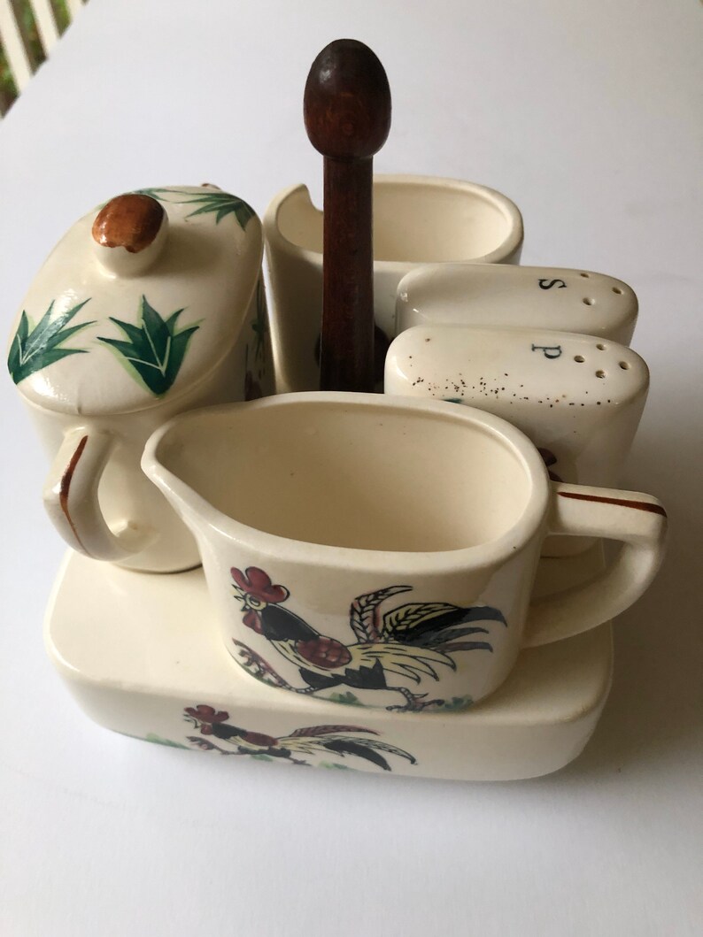 Condiment Caddy Sugar and Cream Set Rooster Decor Lazy Etsy