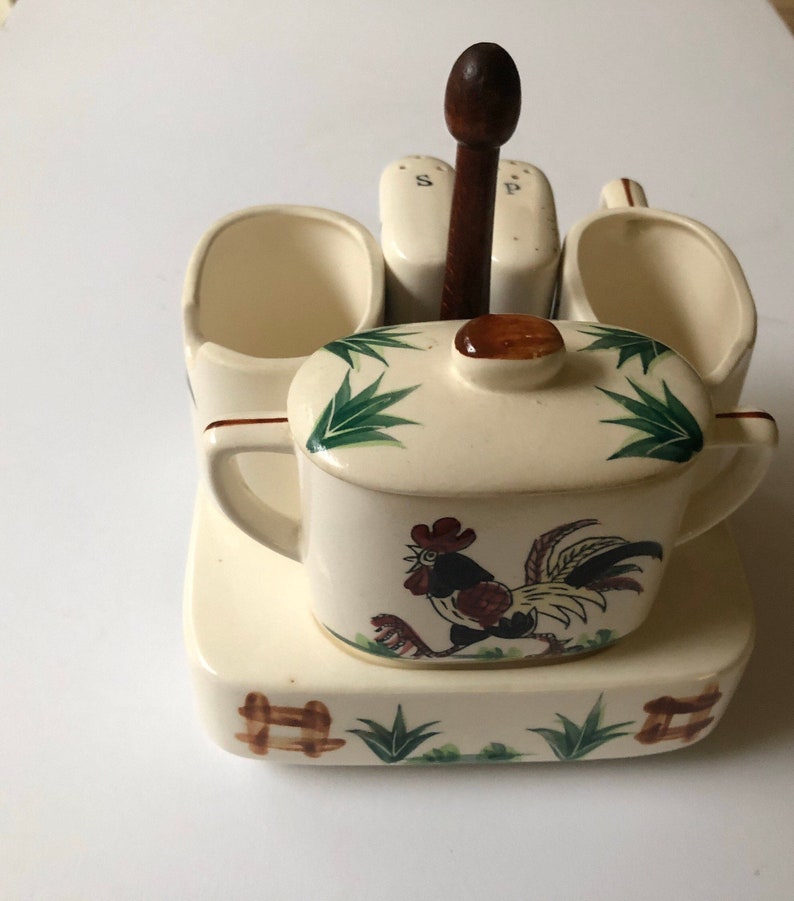 Condiment Caddy Sugar and Cream Set Rooster Decor Lazy Etsy