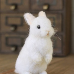 Needle felted White Rabbit Made to Order image 1