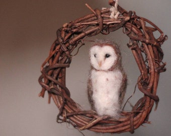 Miniature Barn Owl Wreath Ornament - Made to Order