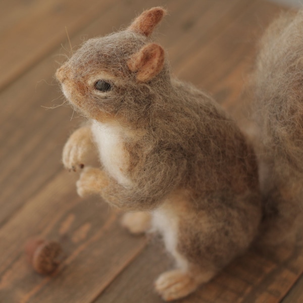 Needle felted Gray Squirrel, Needle Felted Animals - Made to Order