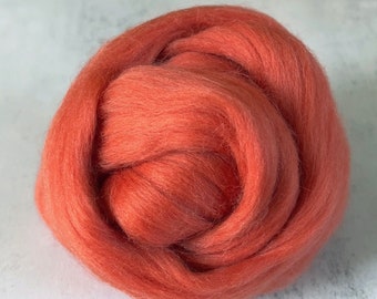 2oz Cinnamon Merino Wool Roving, Needle Felting Wool, Orange Merino Top, Wool for Needle Felting