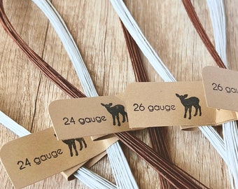 Armature Wire for Needle Felting, 24 or 26 gauge wire in White or Brown