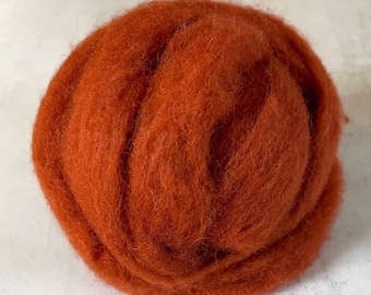 2oz Carded Corriedale in Rust, Wool Roving for Needle Felting