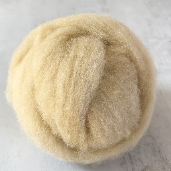 2oz Carded Corriedale in Pale Fawn, Wool Roving for Needle Felting