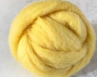 2oz Carded Corriedale in Daffodil, Yellow Wool Roving for Needle Felting