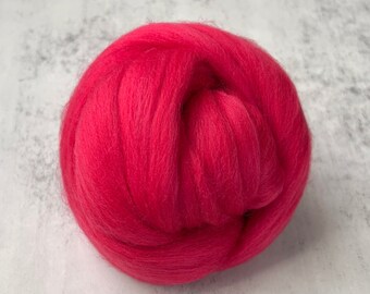 2oz Poppy Merino Wool Roving, Needle Felting Wool, Red Merino Top, Wool for Needle Felting