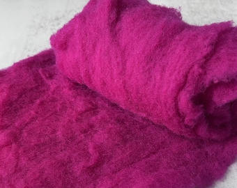 Lot de 1 oz en laine mérinos à fibres courtes framboise, feutrage humide, laine à feutrer