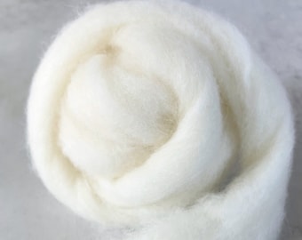 2oz Carded Corriedale in White, Wool Roving for Needle Felting