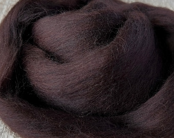2oz Umber Merino Wool Roving, Needle Felting Wool, Dark Brown Merino Top, Wool for Needle Felting