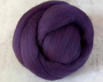 2oz Midnight Merino Wool Roving, Needle Felting Wool, Dark Violet, Purple Merino Top, Wool for Needle Felting