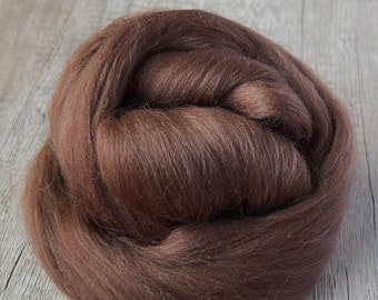 2oz Sparrow Merino Wool Roving, Needle Felting Wool, Chocolate brown Merino Top, Wool for Needle Felting