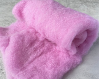 Laine mérinos courte fibre rose pétale, 1 oz, laine, feutrage humide, laine à feutrer