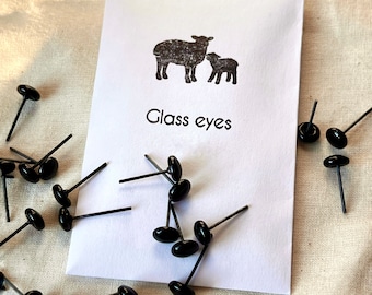 Solid Black Glass Eyes, 20 pieces (10 pairs) Glass Eyes for Needle Felting in your choice of 3mm, 5mm, 7mm