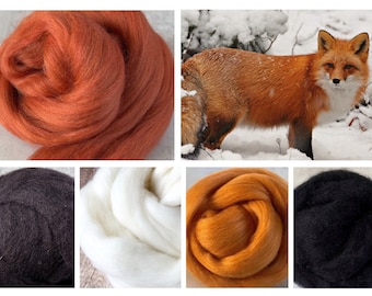 Wool Palette in Fox, Needle Felting Wool Assortment, Fiber Art Sampler Pack