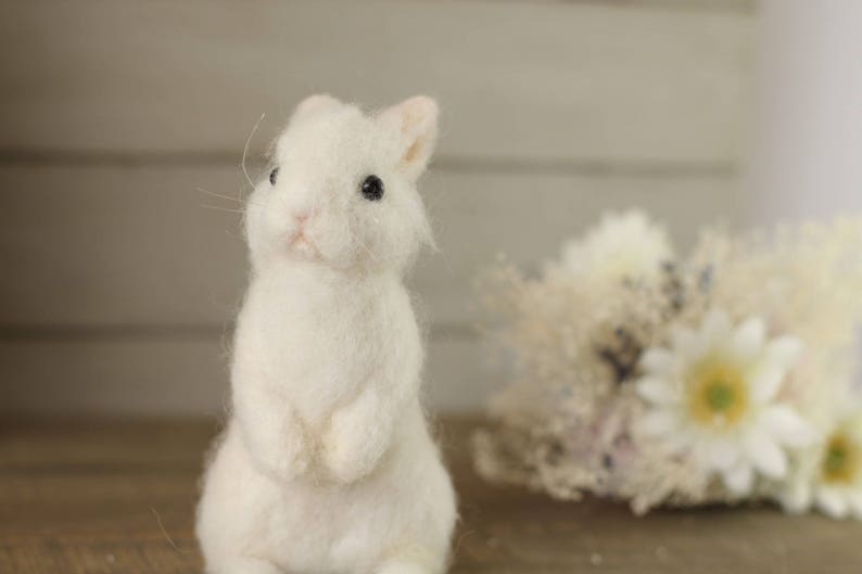 Needle felted White Rabbit Made to Order image 5