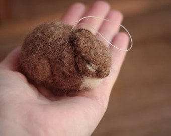 Needle Felted Cottontail Bunny Ornament - Made to Order