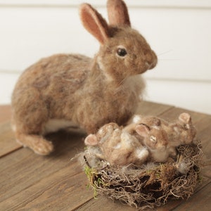 Needle Felted Eastern Cottontail Rabbit Nest Made to Order - Etsy