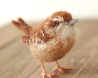 Needle Felted Carolina Wren, Needle Felted Bird - Made to Order