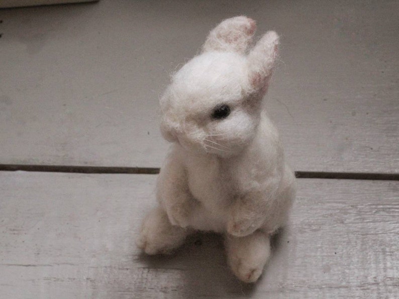 Needle felted White Rabbit Made to Order image 7