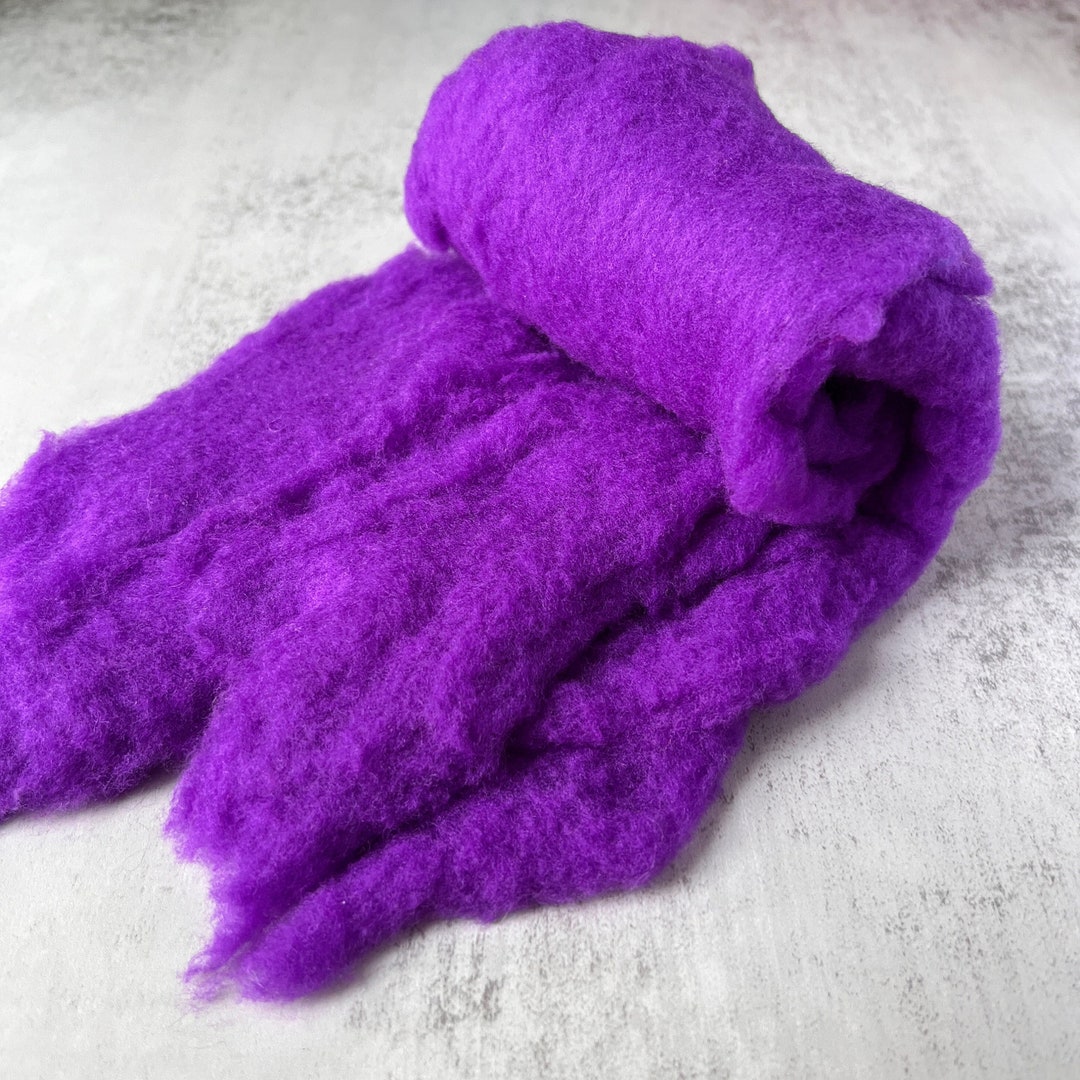 1oz Royal Purple Short Fiber Merino Batt Wool Wet Felting Etsy