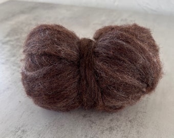 2oz Carded Corriedale in Bear, Wool Roving for Needle Felting