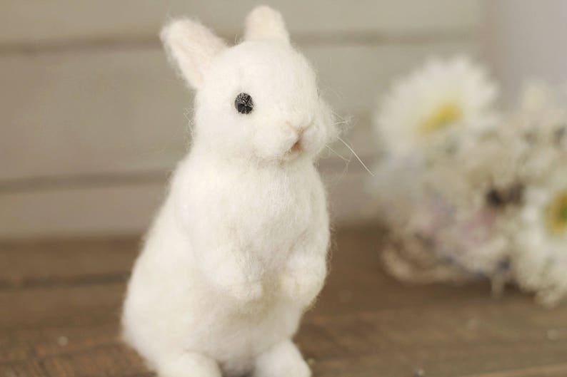 Needle felted White Rabbit Made to Order image 4