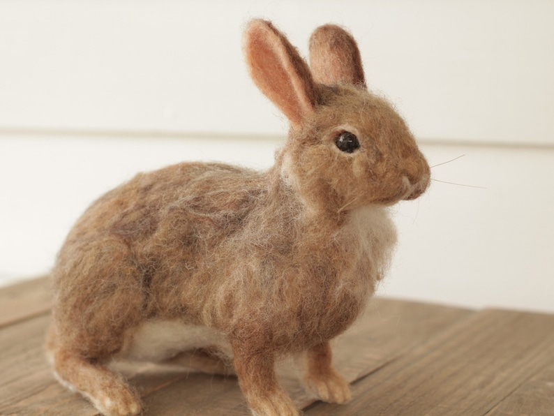 Needle Felted Eastern Cottontail Rabbit Made to Order image 3