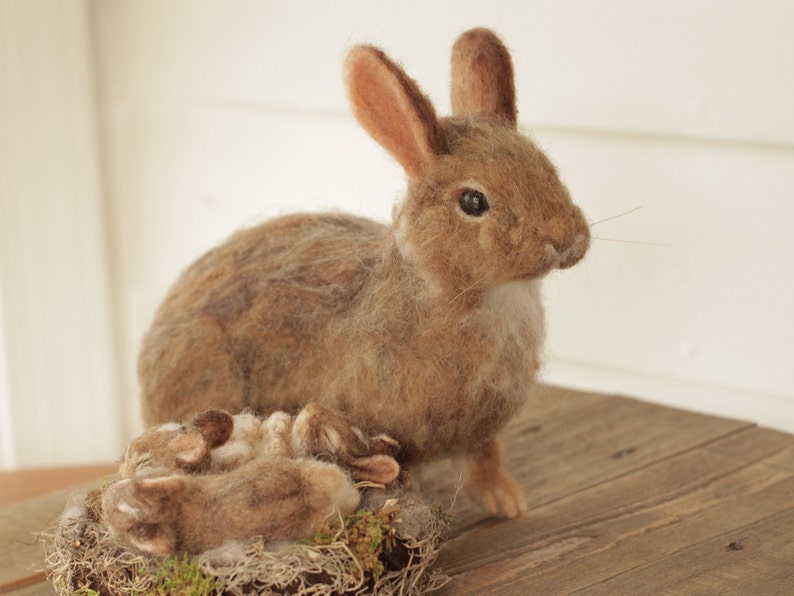 Needle Felted Eastern Cottontail Rabbit Made to Order image 7