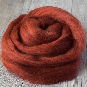 2oz Rust Merino Wool Roving, Needle Felting Wool, Rusty Red/Orange Merino Top, Wool for Needle Felting image 2